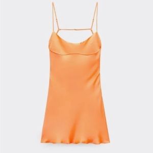 NWT Zara orange satin effect cut out dress (discontinued in stores)